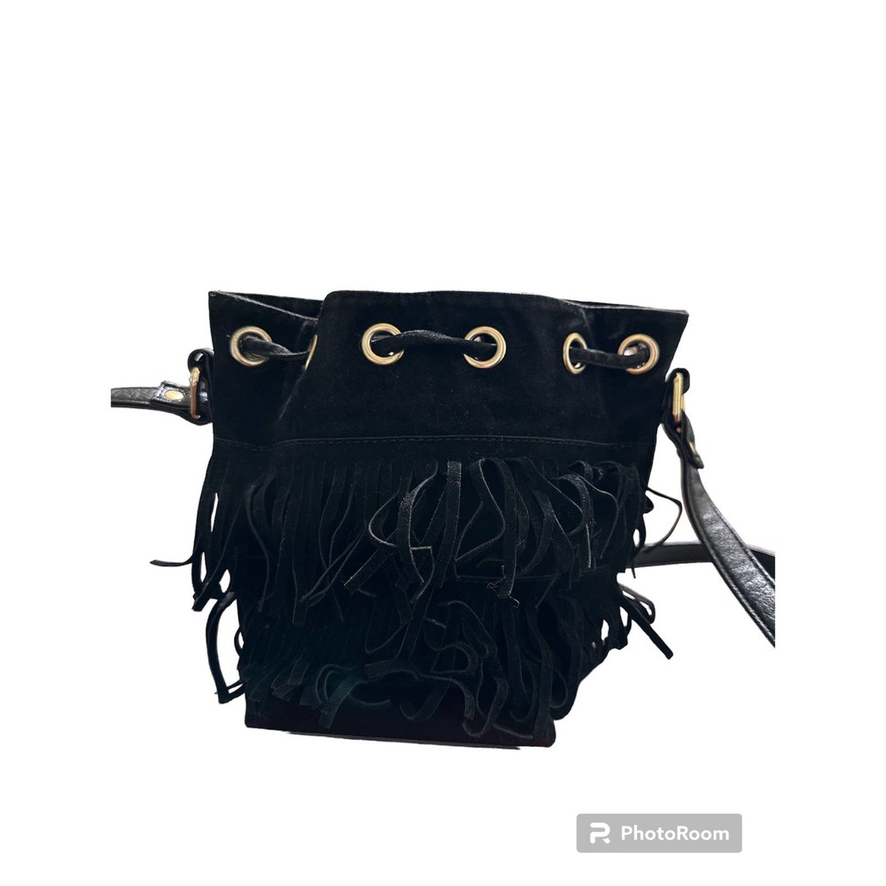 Olivia Miller Fringe Bucket /black Handbag Strap